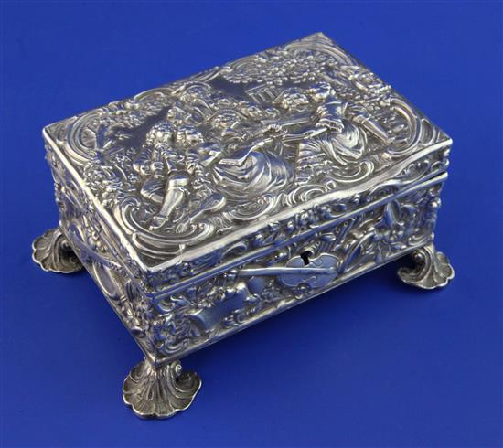 An early 20th century Hanau silver rectangular trinket box, 10.5 oz.